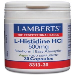 L-Histidina HCI 500 mg · Lamberts · 30 cápsulas