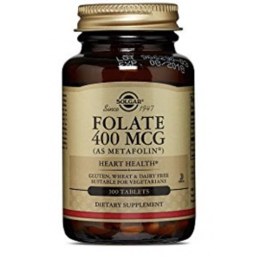 Folato (Metafolin®) 400 mcg · Solgar · 100 comprimidos