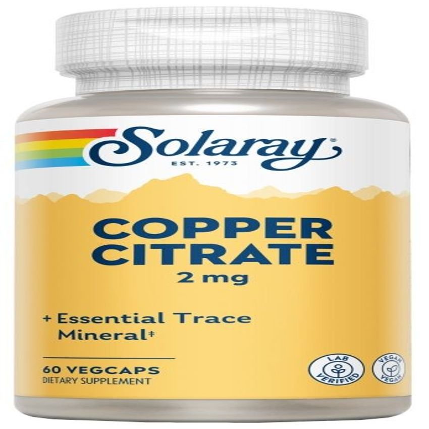 Cobre Citrato 2 mg · Solaray · 60 cápsulas