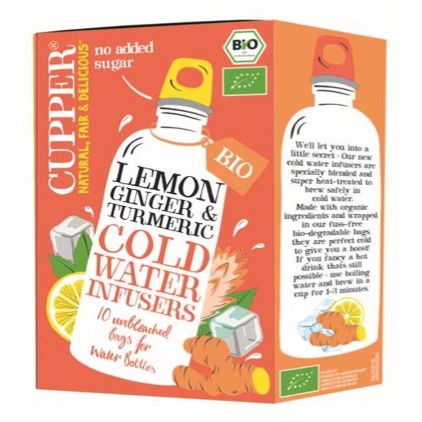 Infusión Fría de Limón, Jengibre & Cúrcuma · Cupper · 10 sobres