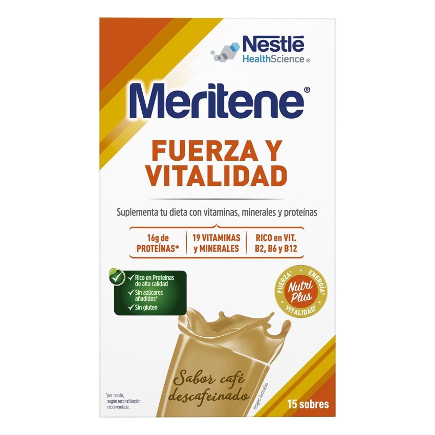 Meritene Fuerza y Vitalidad Batido Café Descafeinado · Nestlé · 15 sobres