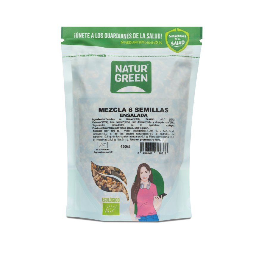 Mezcla 6 Semillas para Ensalada Bio · Naturgreen · 450 gramos