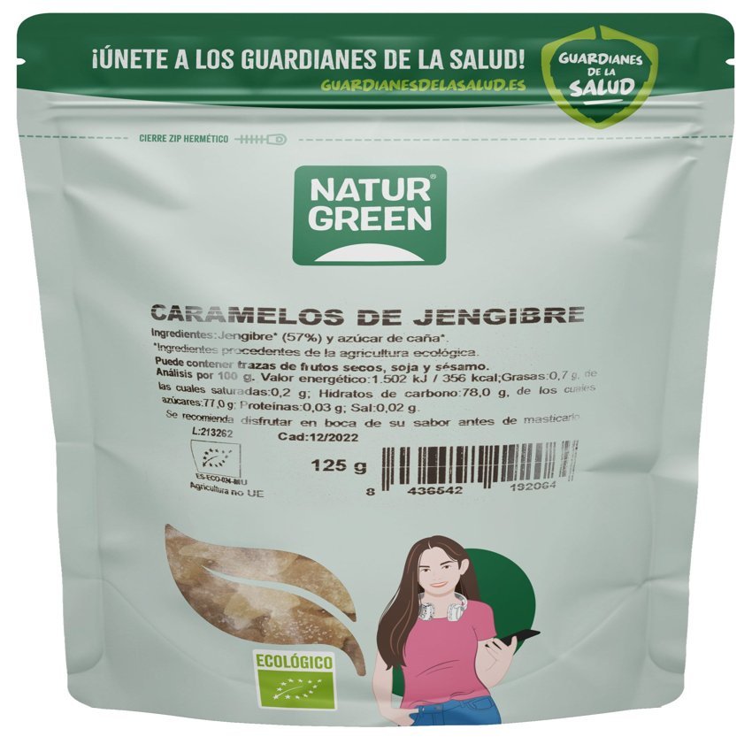 Caramelos de Jengibre · Naturgreen · 125 gramos