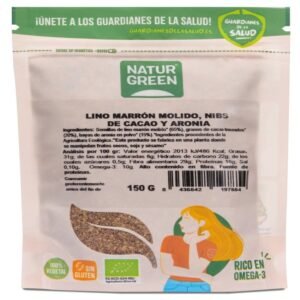 Semillas de Lino Molido, Nibs de Cacao y Aronia Bio · Naturgreen · 150 gramos