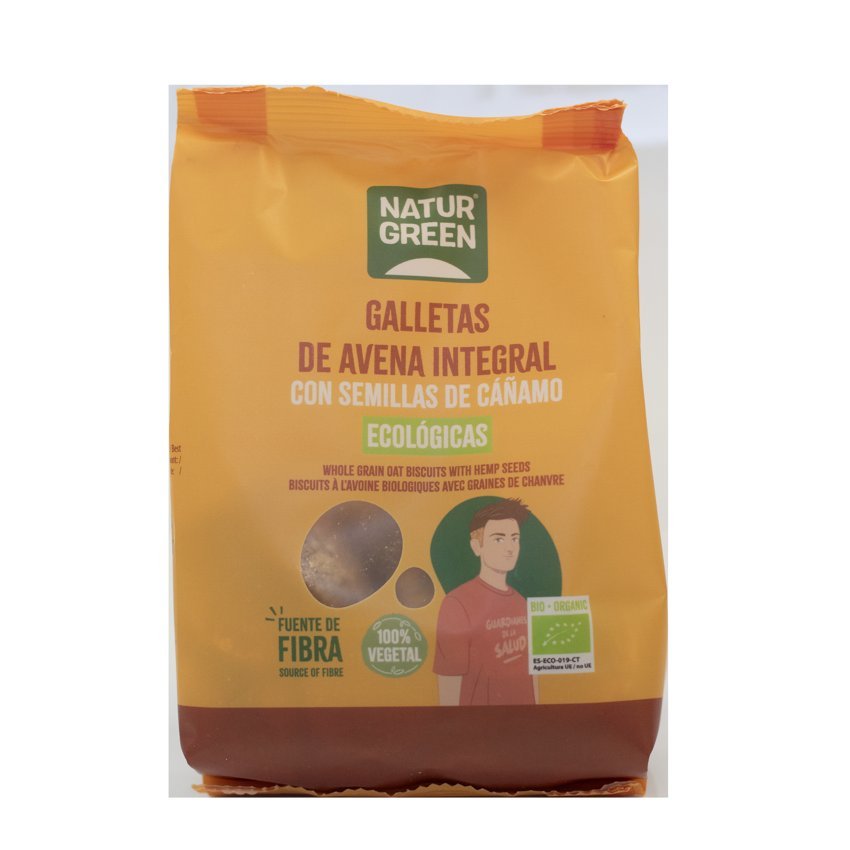 Galletas de Avena Integral con Semillas de Cáñamo Bio · Naturgreen · 140 gramos