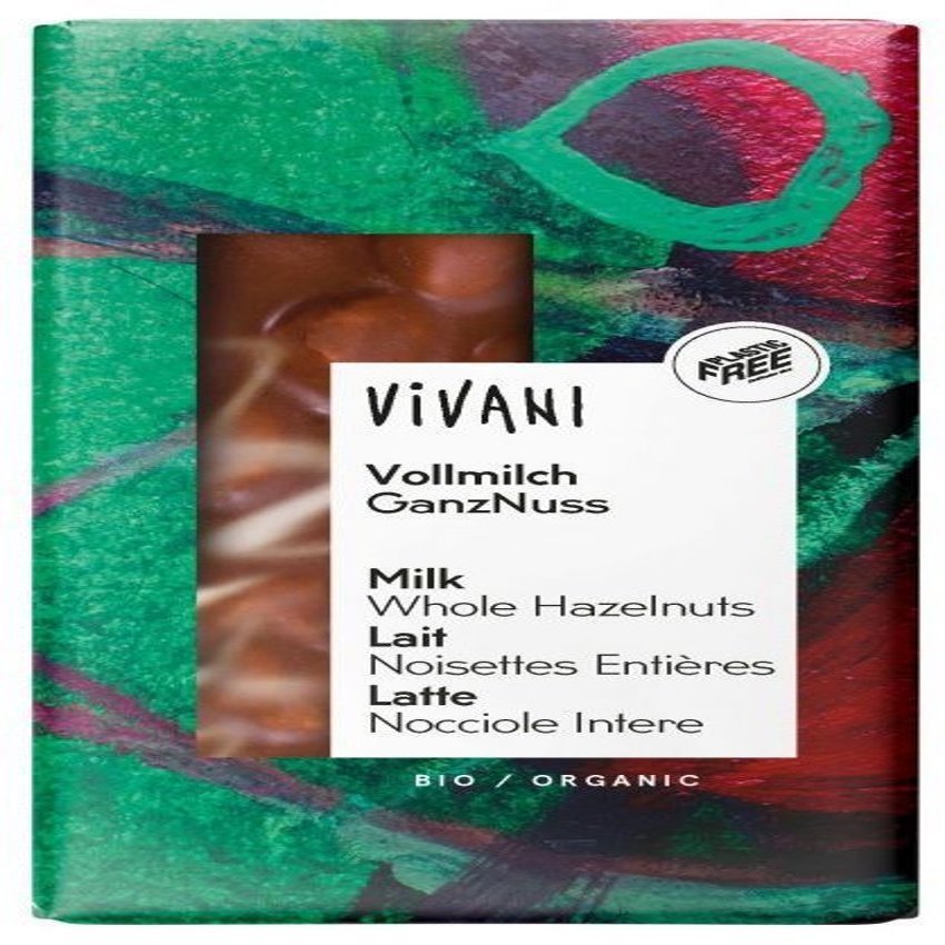 Chocolate con Leche y Avellanas Enteras · Vivani · 80 gramos