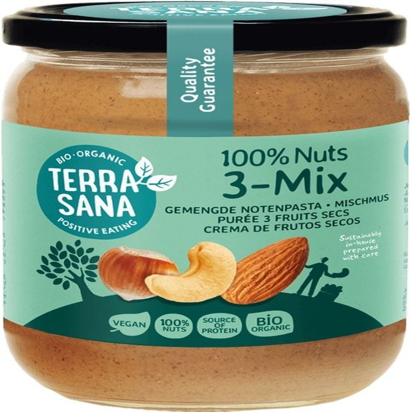 Crema de Frutos Secos Sin Cacahuetes 3-Mix · Terrasana · 500 gramos