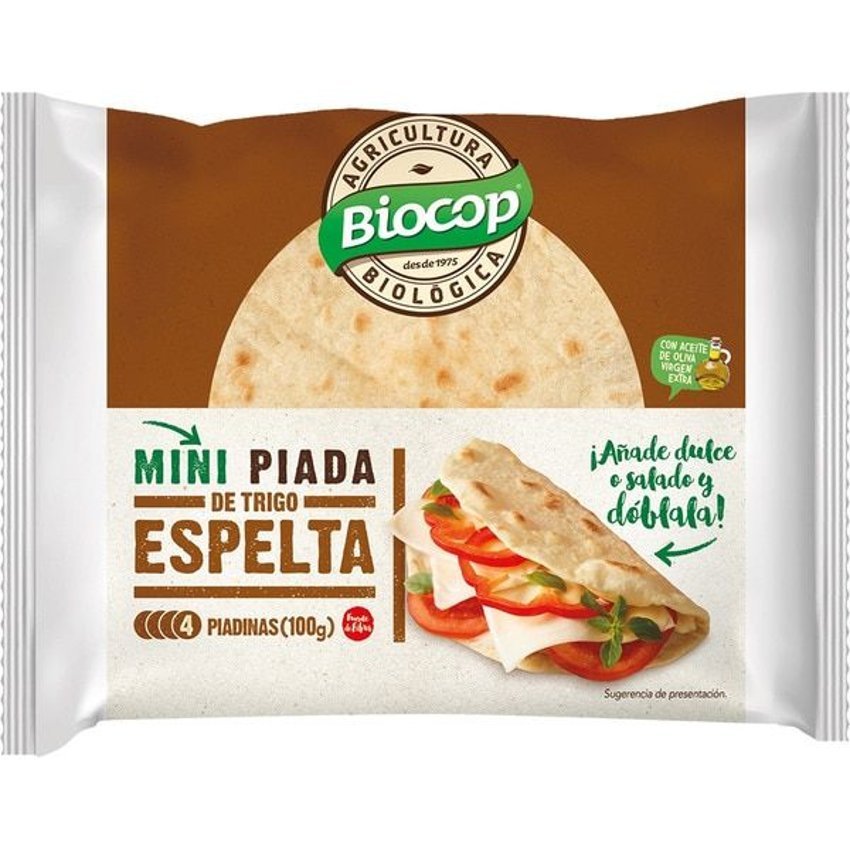 Mini Piada de Trigo Espelta · Biocop · 100 gramos
