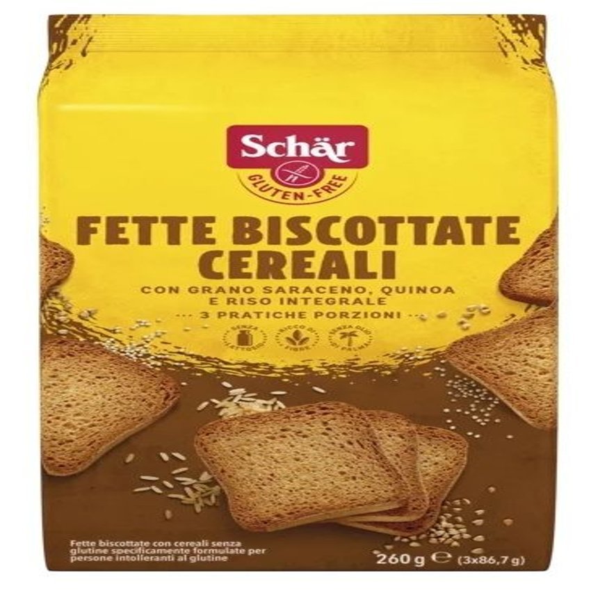 Pan Tostado con Cereales Sin Gluten · Schär · 260 gramos