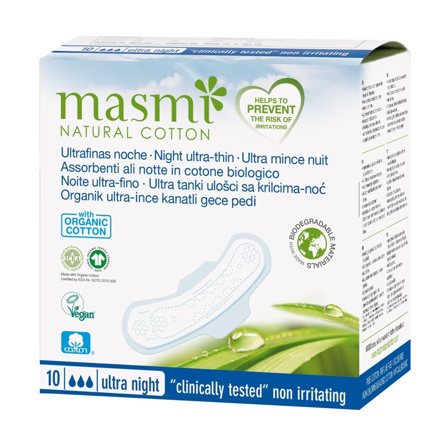 Compresas Ultrafinas con Alas de Noche · Masmi · 10 unidades